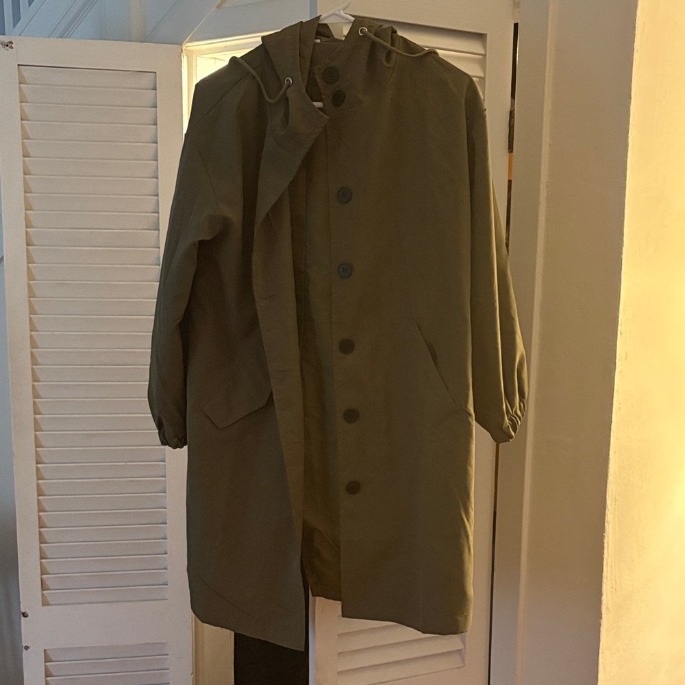 Olive Green Hooded Raincoat